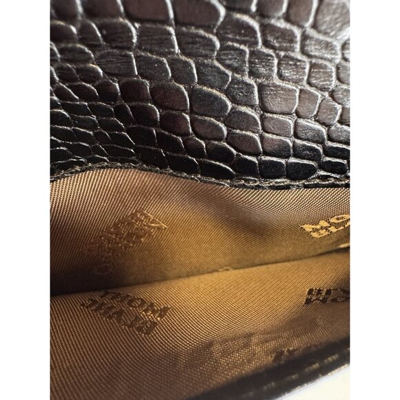 Montblanc Bifold Wallet Green Black Croc Embossed Leather & Fabric - Picture 9 of 11